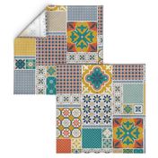 Alhambra multicolor Cheater Fake Quilt Wholecloth 