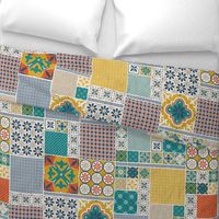 Alhambra multicolor Cheater Fake Quilt Wholecloth 