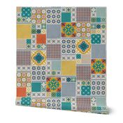 Alhambra multicolor Cheater Fake Quilt Wholecloth 