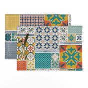 Alhambra multicolor Cheater Fake Quilt Wholecloth 