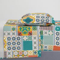 Alhambra multicolor Cheater Fake Quilt Wholecloth 