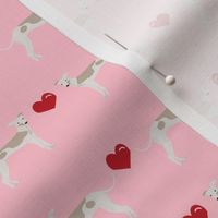 italian greyhound hearts love dog breed fabric pink
