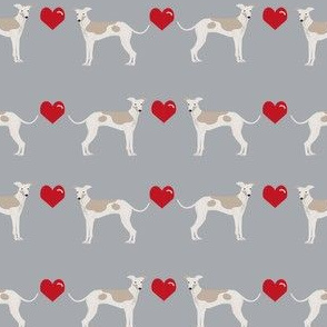italian greyhound hearts love dog breed fabric grey