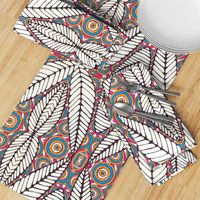 AFRICAN TRIBAL LEAF BLACK, WHITE AND MULTI COLOR 