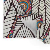 AFRICAN TRIBAL LEAF BLACK, WHITE AND MULTI COLOR 