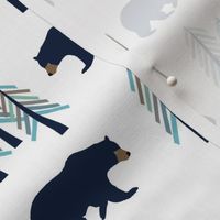 Woodland Bear + Trees - Navy Blue Forest Baby Boy Nursery GingerLous