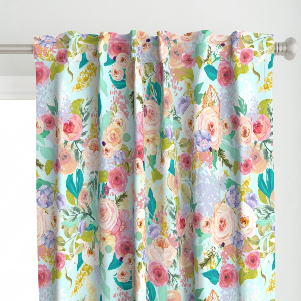 Pastel Garden Spring Floral // Light Mint (Large)