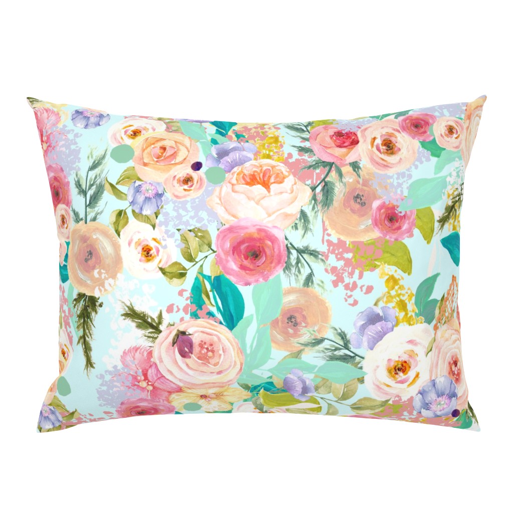 Pastel Garden Spring Floral // Light Mint (Large)