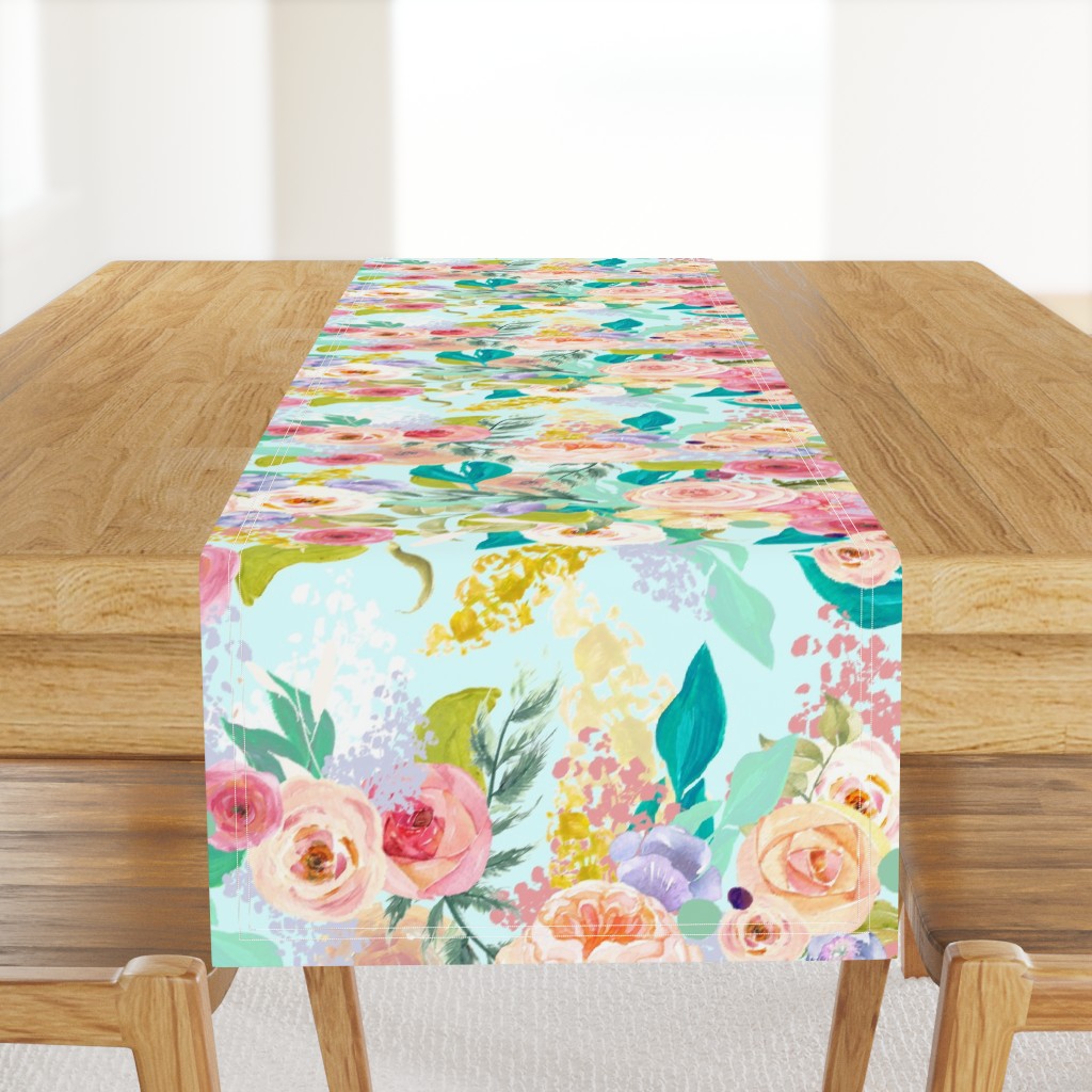 Pastel Garden Spring Floral // Light Mint (Large)