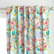 Pastel Garden Spring Floral // Light Mint (Large)