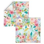 Pastel Garden Spring Floral // Light Mint (Large)