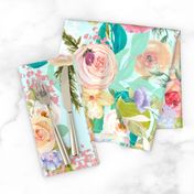 Pastel Garden Spring Floral // Light Mint (Large)