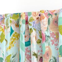 Pastel Garden Spring Floral // Light Mint (Large)