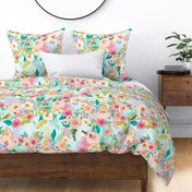 Pastel Garden Spring Floral // Light Mint (Large)