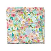 Pastel Garden Spring Floral // Light Mint (Large)