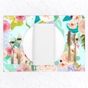 Pastel Garden Spring Floral // Light Mint (Large)