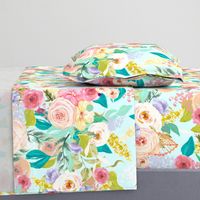 Pastel Garden Spring Floral // Light Mint (Large)