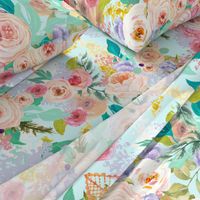 Pastel Garden Spring Floral // Light Mint (Large)