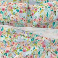 Pastel Garden Spring Floral // Light Mint (Large)