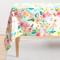 Pastel Garden Spring Floral // Light Mint (Large)