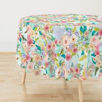 Pastel Garden Spring Floral // Light Mint (Large)