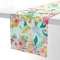 Pastel Garden Spring Floral // Light Mint (Large)