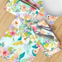 Pastel Garden Spring Floral // Light Mint (Large)