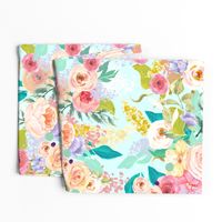 Pastel Garden Spring Floral // Light Mint (Large)