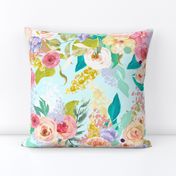 Pastel Garden Spring Floral // Light Mint (Large)