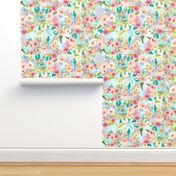 Pastel Garden Spring Floral // Light Mint (Large)