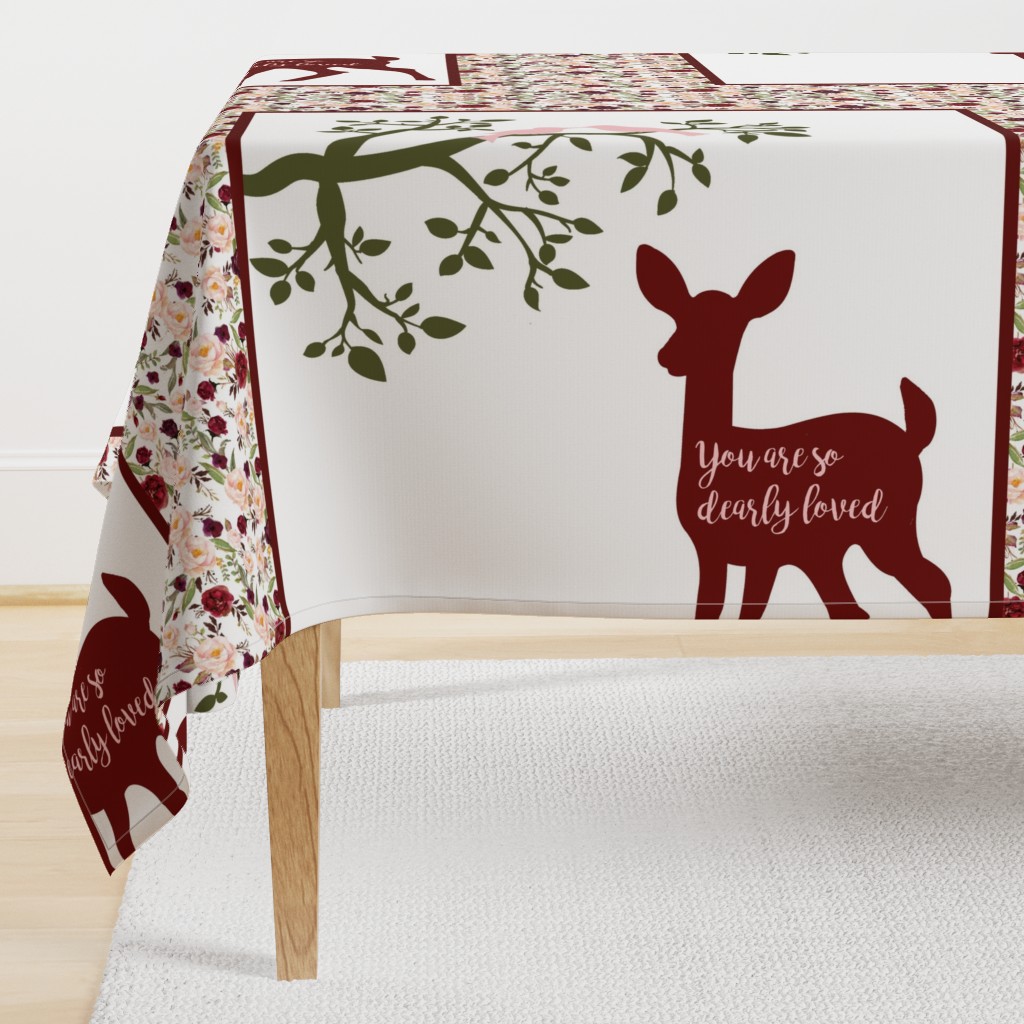 Floral Deer Bordered Blanket