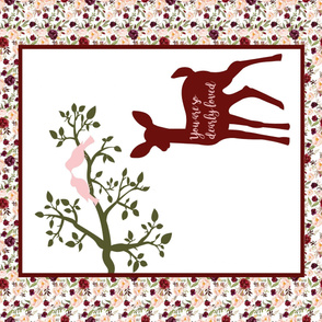 Floral Deer Bordered Blanket