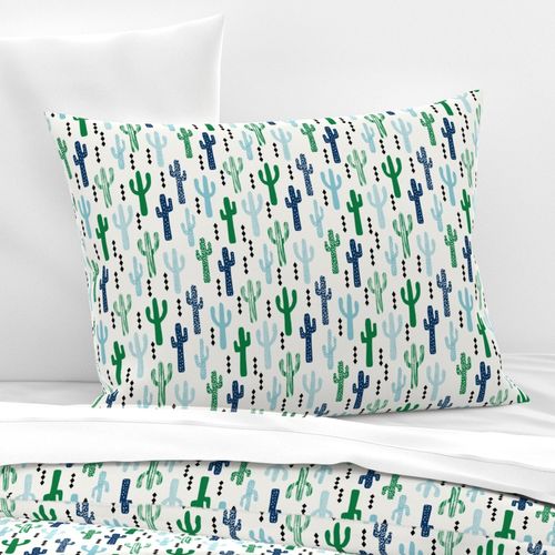 cactus greens navy blue grid tropical southwest design for trendy kids spring summer 