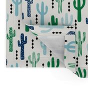 cactus greens navy blue grid tropical southwest design for trendy kids spring summer 