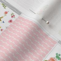 3" Bear Cheater Quilt Top - Patchwork Woodland Wholecloth Baby Blanket Fabric, Pink & Gray
