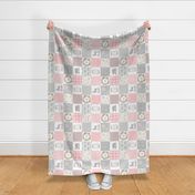 4 1/2" Pink & Gray Woodland Cheater Quilt Top – Dream Big Girls Patchwork Blanket, GL-PPG, rotated