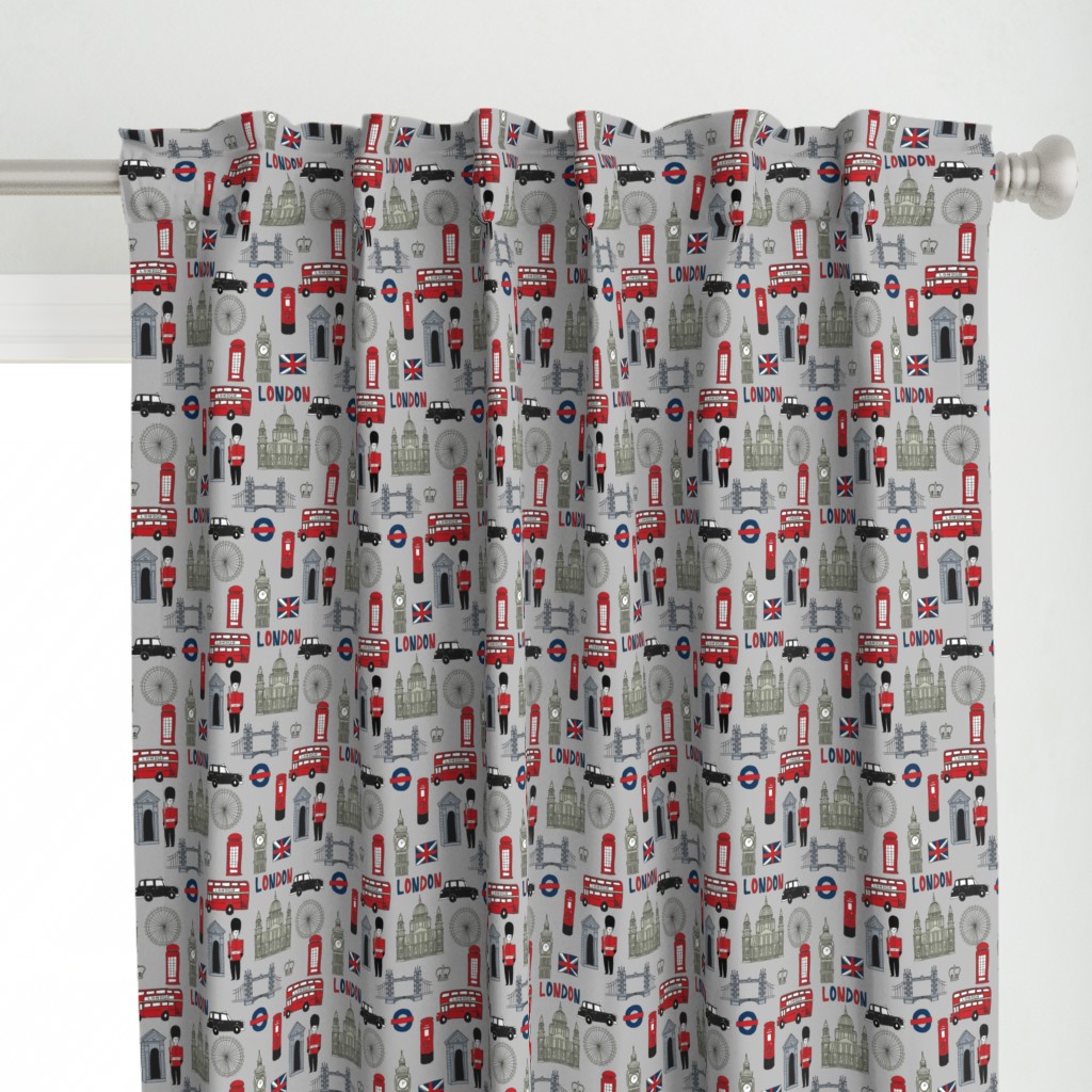 london // brit fabric england tourist international fabric grey