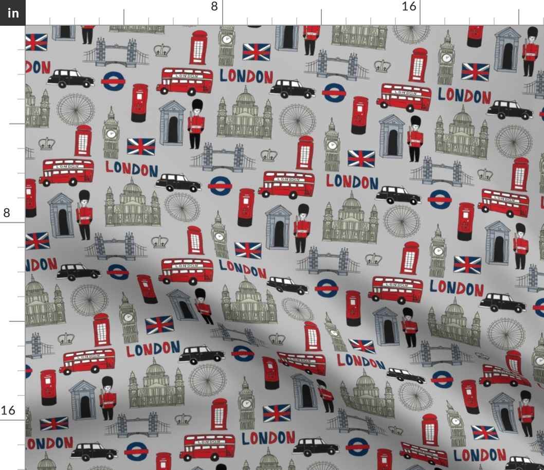 london // brit fabric england tourist international fabric grey