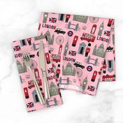 london // brit fabric england tourist international fabric pink