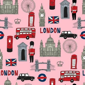 london // brit fabric england tourist international fabric pink