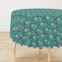 london // brit fabric england tourist international fabric turquoise