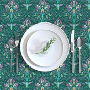 Bee Damask - Smaller Emerald