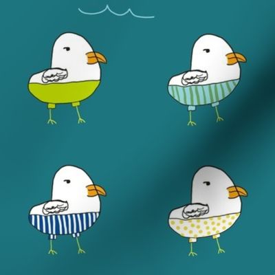 Seagulls in Shorts- Teal