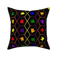 Rainbow Hexagon Cranes ~ Black