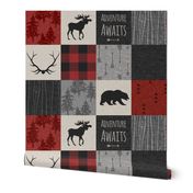 Adventure Awaits Quilt- Grey,  Black and Red