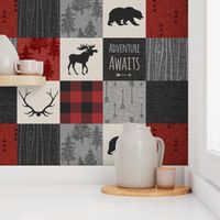 Adventure Awaits Quilt- Grey,  Black and Red