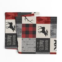 Adventure Awaits Quilt- Grey,  Black and Red