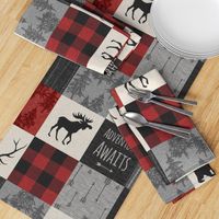 Adventure Awaits Quilt- Grey,  Black and Red