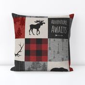 Adventure Awaits Quilt- Grey,  Black and Red