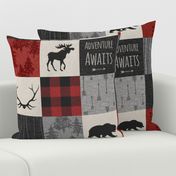 Adventure Awaits Quilt- Grey,  Black and Red